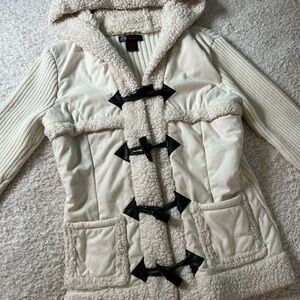 Women's Cream Hooded Toggle Coat